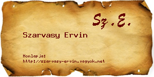 Szarvasy Ervin névjegykártya